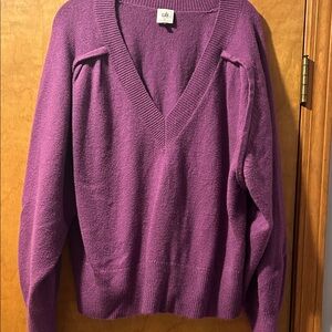 CAbi Women's V-Neck Sweater in Rich Purple